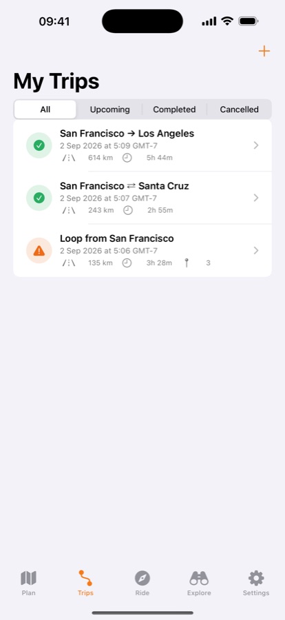Saved trips